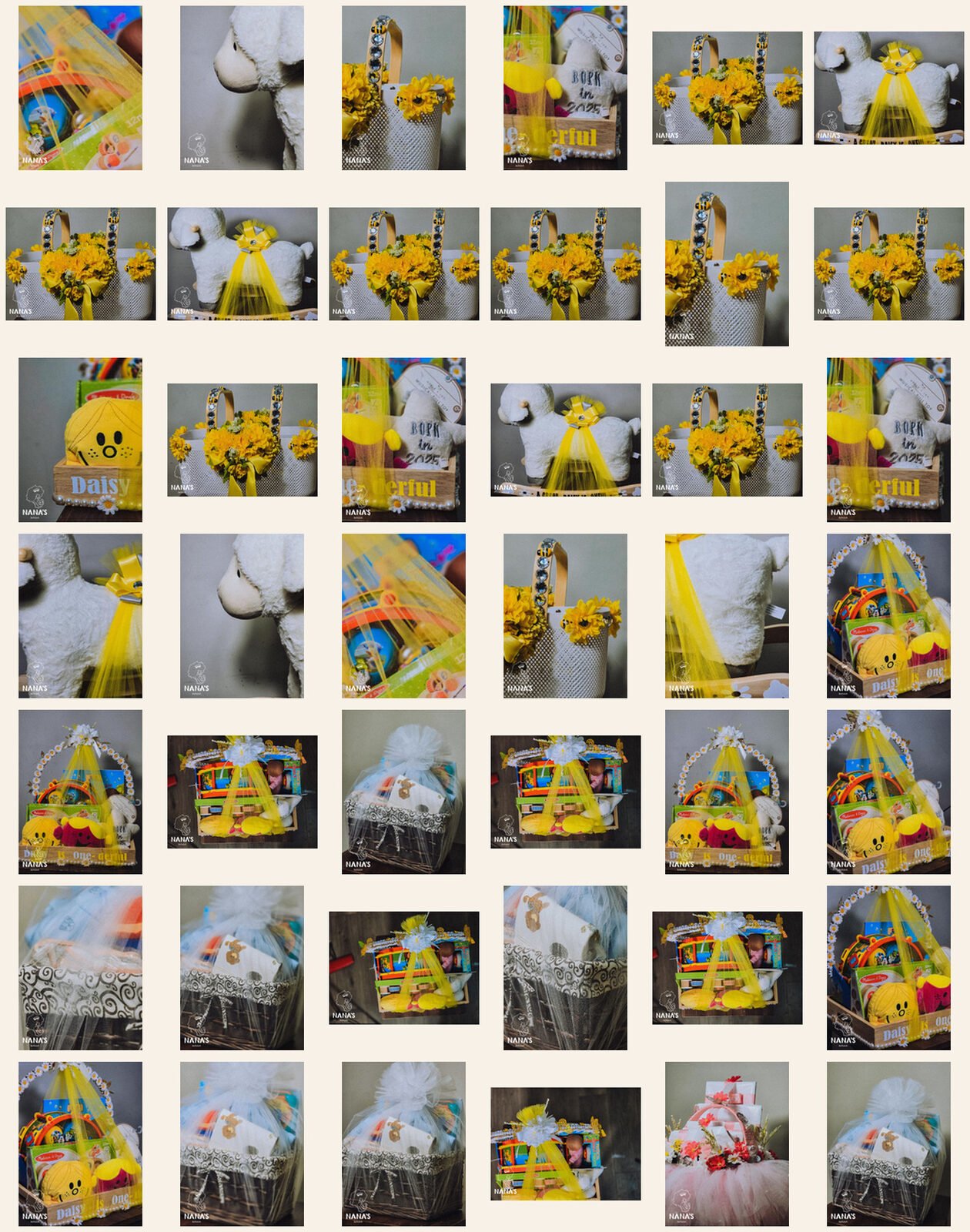 Custom packaging source sheet with project images