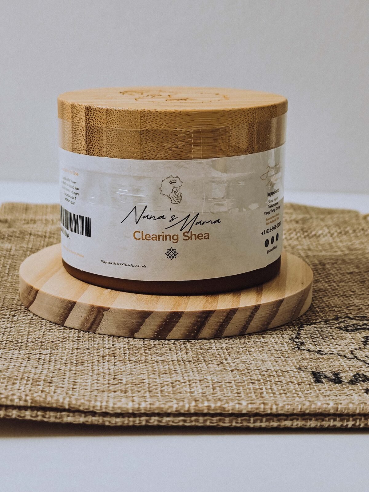 Clearing shea butter jar texture detail