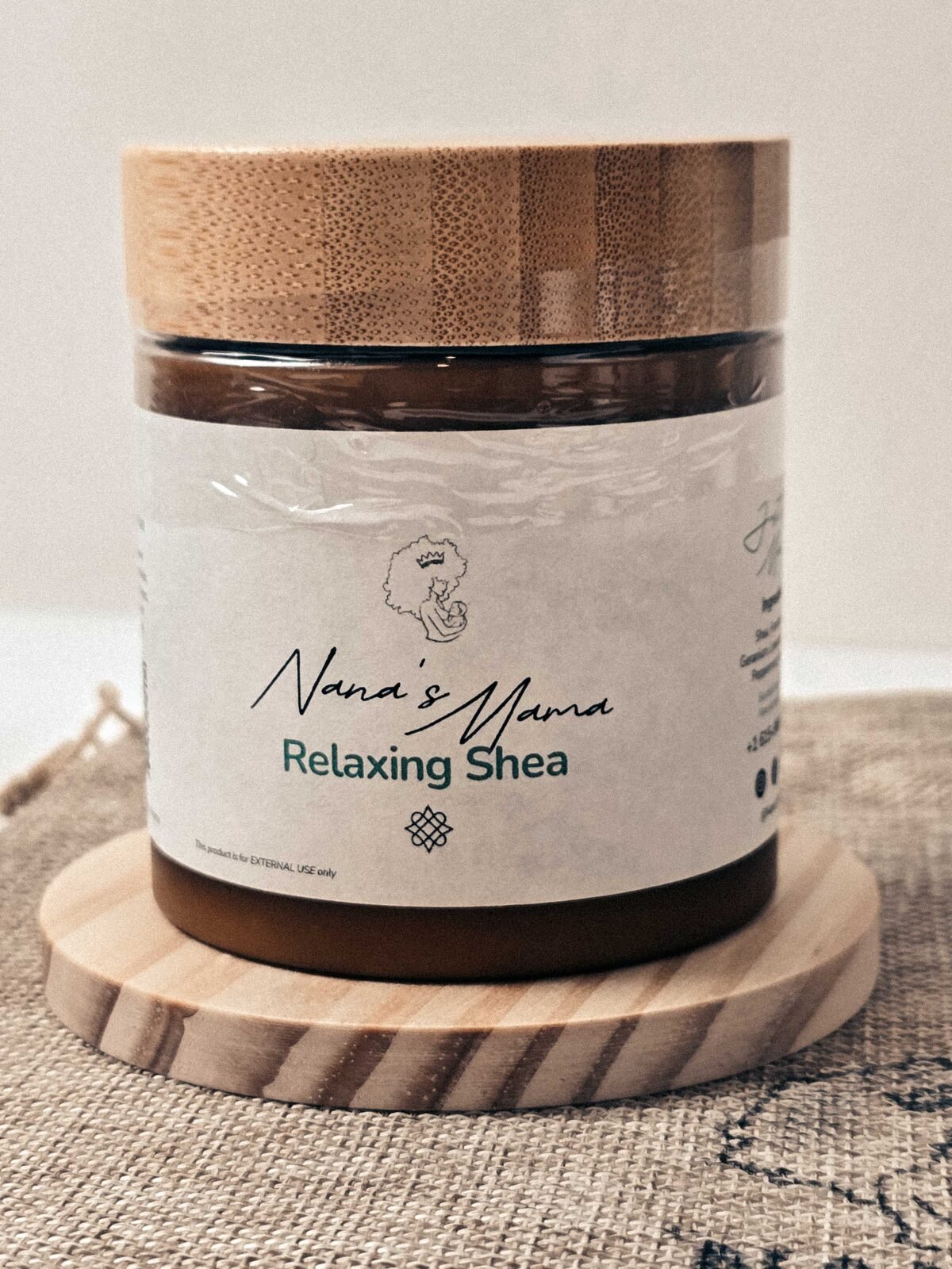 Relaxing shea butter jar front view